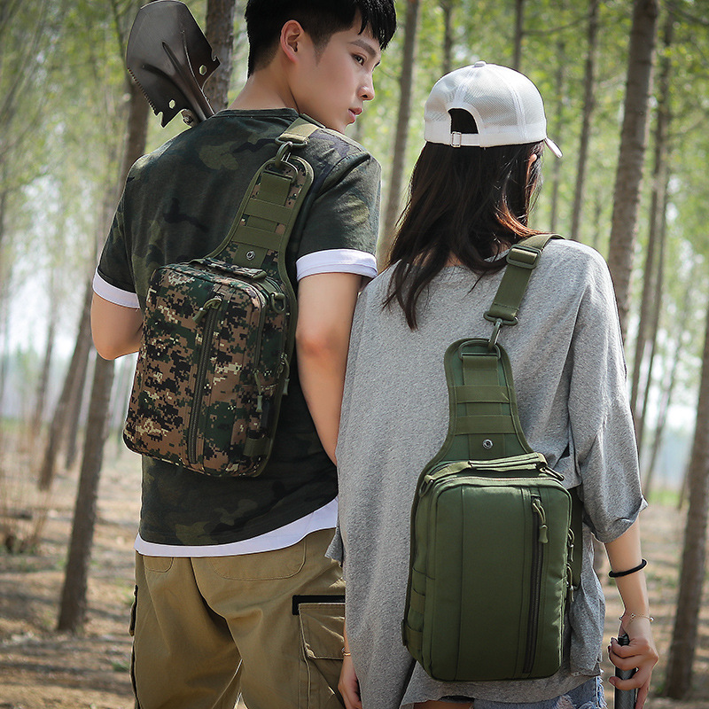 Outdoor Bag Multi-Functional Four-Purpose Chest Bag Men and Women's One-Shoulder Crossbody Backpack Camouflage Tactics Backpack Sports Messenger Bag