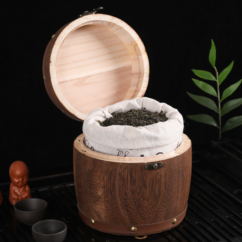 Packing Box Burnt Color Wooden Lapsang Souchong Pu'er Tea in Bulk Packing Box Tea Empty Gift Box Wooden Tea Wooden Box