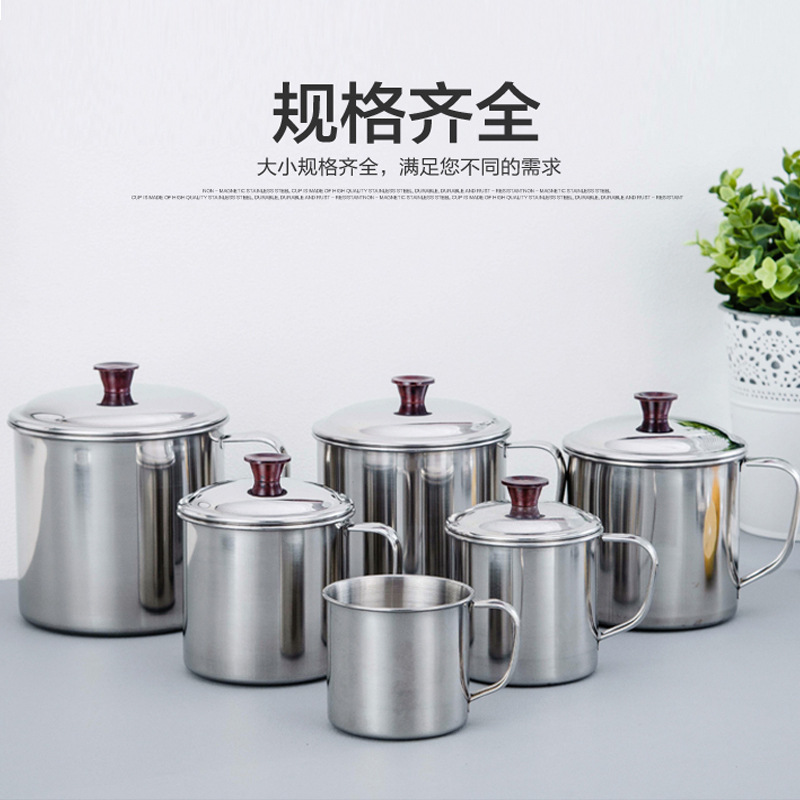 Stainless Steel Lid with Cup Kindergarten Students Adult Water Cups Extra Thick and Durable Anti-Scald and High Temperature Resistant Cup Wholesale