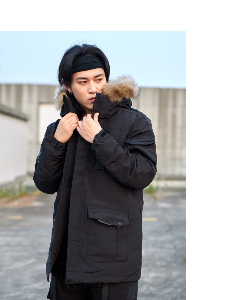 韩国runningman跑男同款大鹅户外军工装羽绒服男女情侣中长款外套