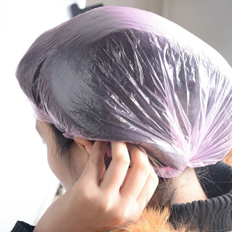 加厚一次性浴帽塑料防水加大加热焗油染发头套洗澡洗头发膜防护帽
