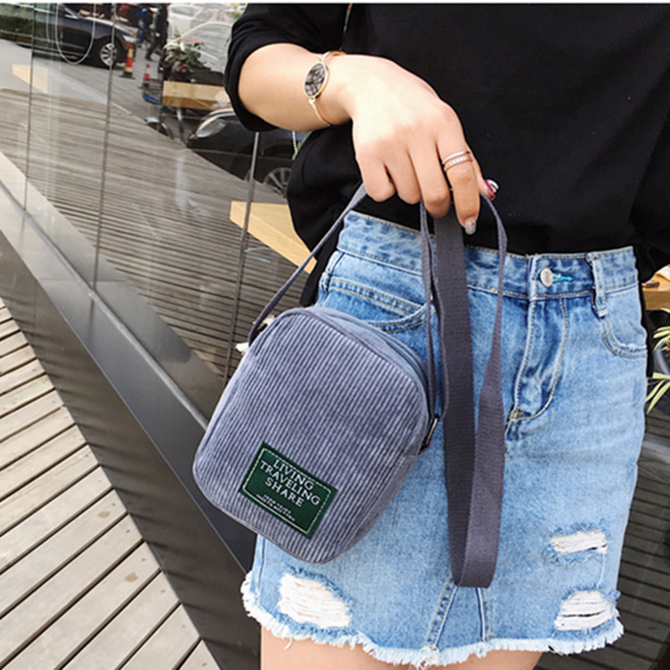 New Casual Messenger Bag Korean Style All-Match Shoulder Bag Simple Corduroy Small Square Bag Sports Outing Small Bag