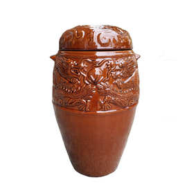 古铜龙凤金斗骨灰盒圆形骨灰盒骨灰坛骨灰罐骨灰缸金坛