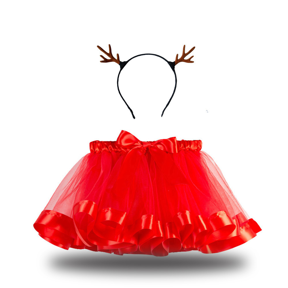 欧美爆款圣诞节网纱儿童半身裙 christmas dress中小童圆点tutu裙