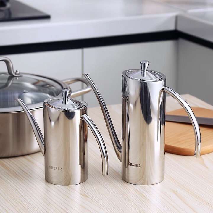 304不锈钢斜口壶油壶 冷水壶长嘴欧式创意防漏控油壶茶壶油瓶家用