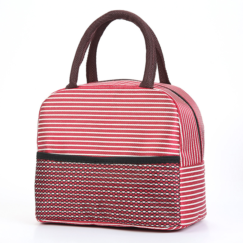 Spot Large Classic Striped Lunch Bag Aluminum Foil Ice Pack Insulated Bag Student Lunch Bag Lunch Box Insulation Bag Wholesale