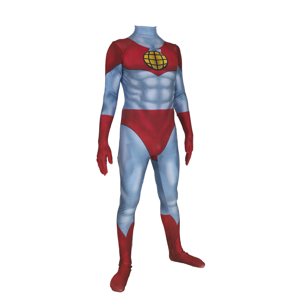 3d地球超人角色扮演连体紧身衣captain planet cosplay costume