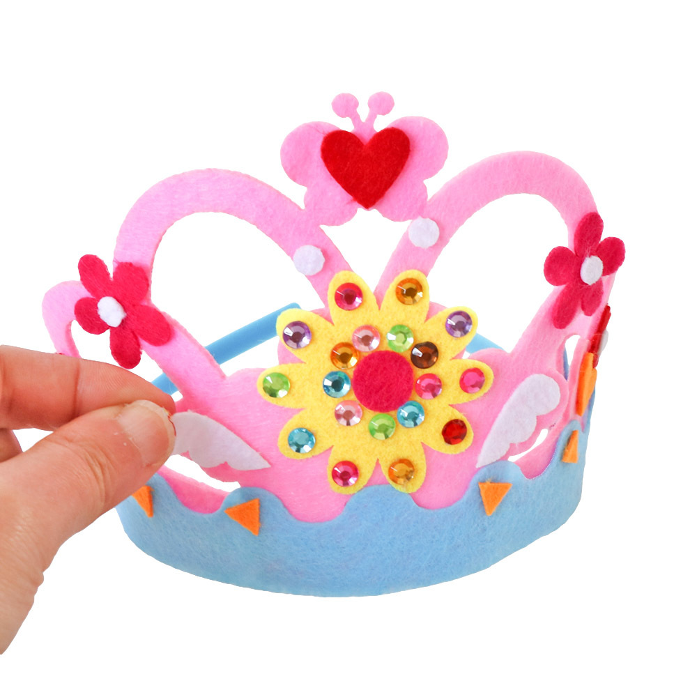 1幼儿diy不织布生日帽子皇冠头饰 儿童手工制作材料包diy创意礼物