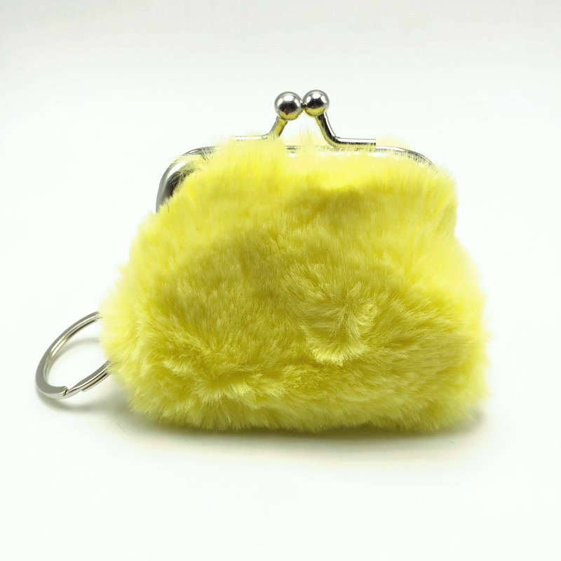 2023 New Plush Children Mini Coin Purse Hairy Ball Key Ring Ornament Accessories Featured Lock Coin Bag