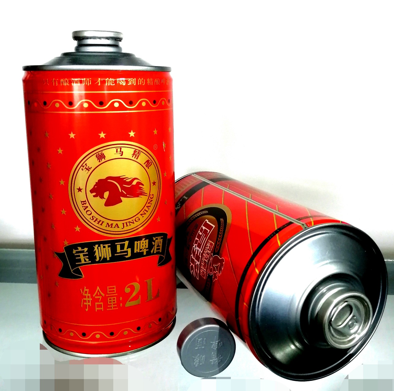 马口铁两升啤酒罐 精酿原浆专用圆形马口铁罐 38易拉盖封口铁罐