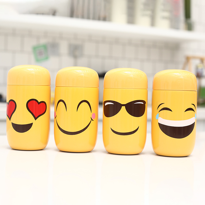 韩版超萌可爱笑脸表情保温杯不锈钢水杯男女学生迷你小巧卡通杯子