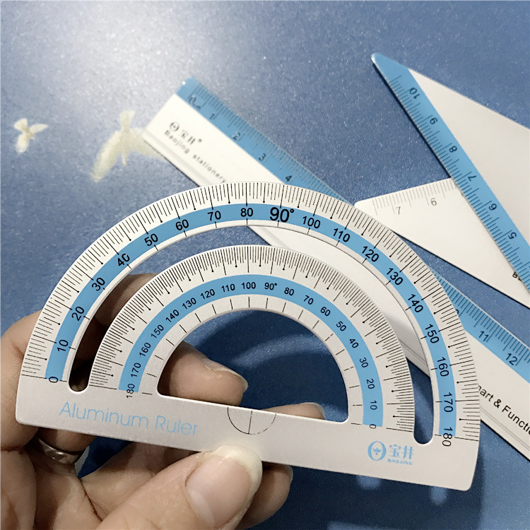 套尺 精铝绘图套尺 铝合金套尺直尺三角板量角器四件套-阿里巴巴
