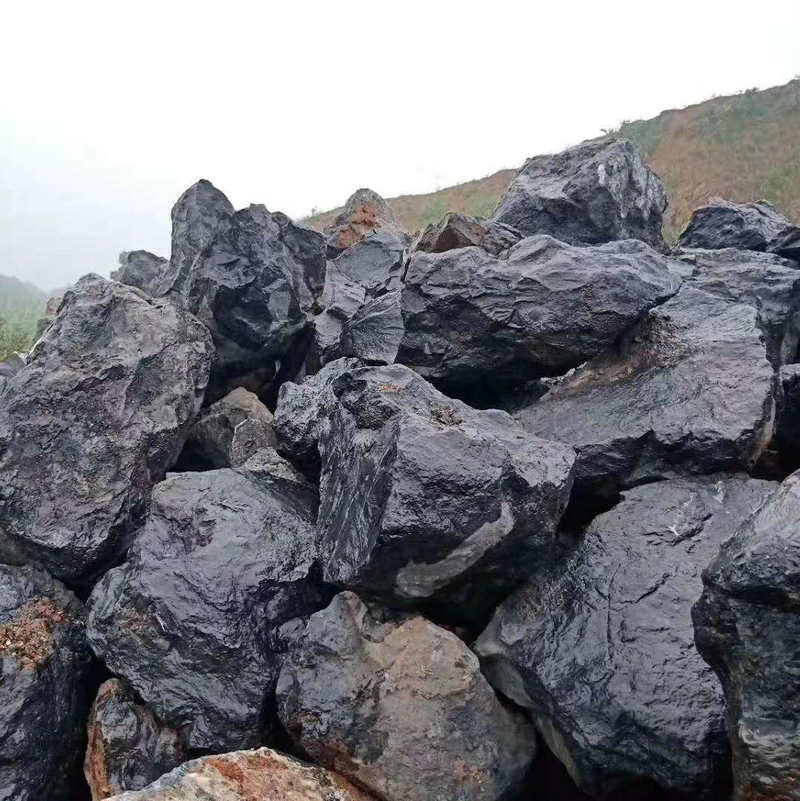 黑山石大型假山石材原石 庭院室内园林石 黑色景观石造景黑石