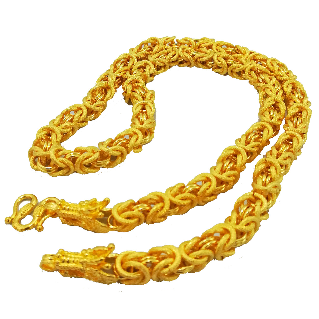 沙金龙头项链 黄铜镀真金霸气龙骨链网红龙骨项链 防越南沙金项链