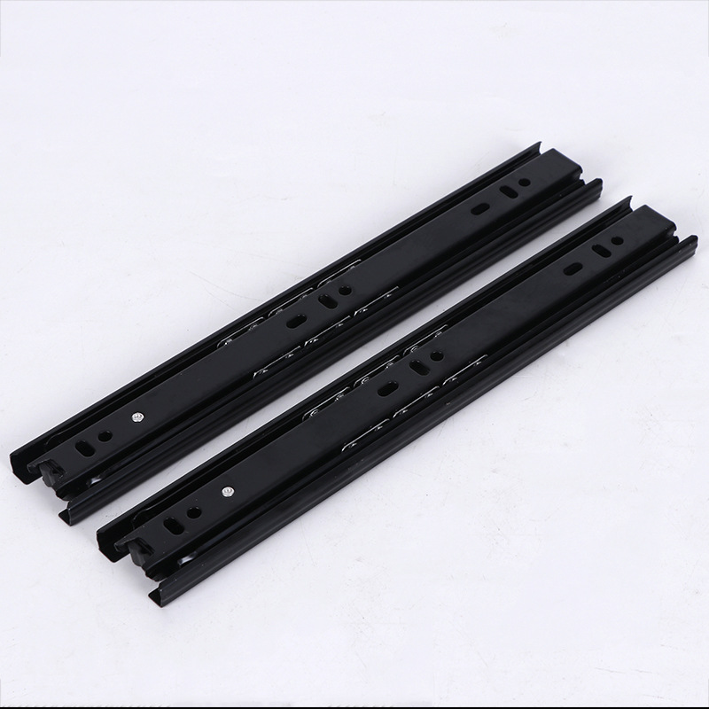 4010黑色三节静音滑道滑轨 滚珠导轨橱柜抽屉 家具滑轨滑道批发