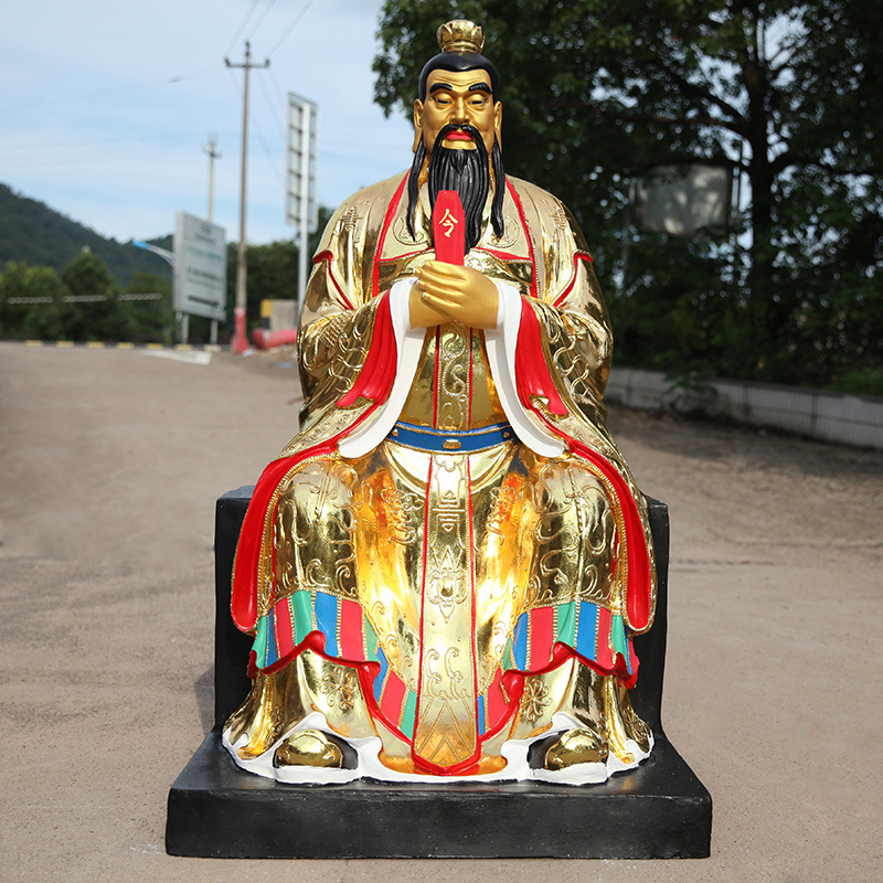 寺庙树脂玻璃钢佛像1米3 高坐孔子佛像 金色孔明孔子神像 孔夫子