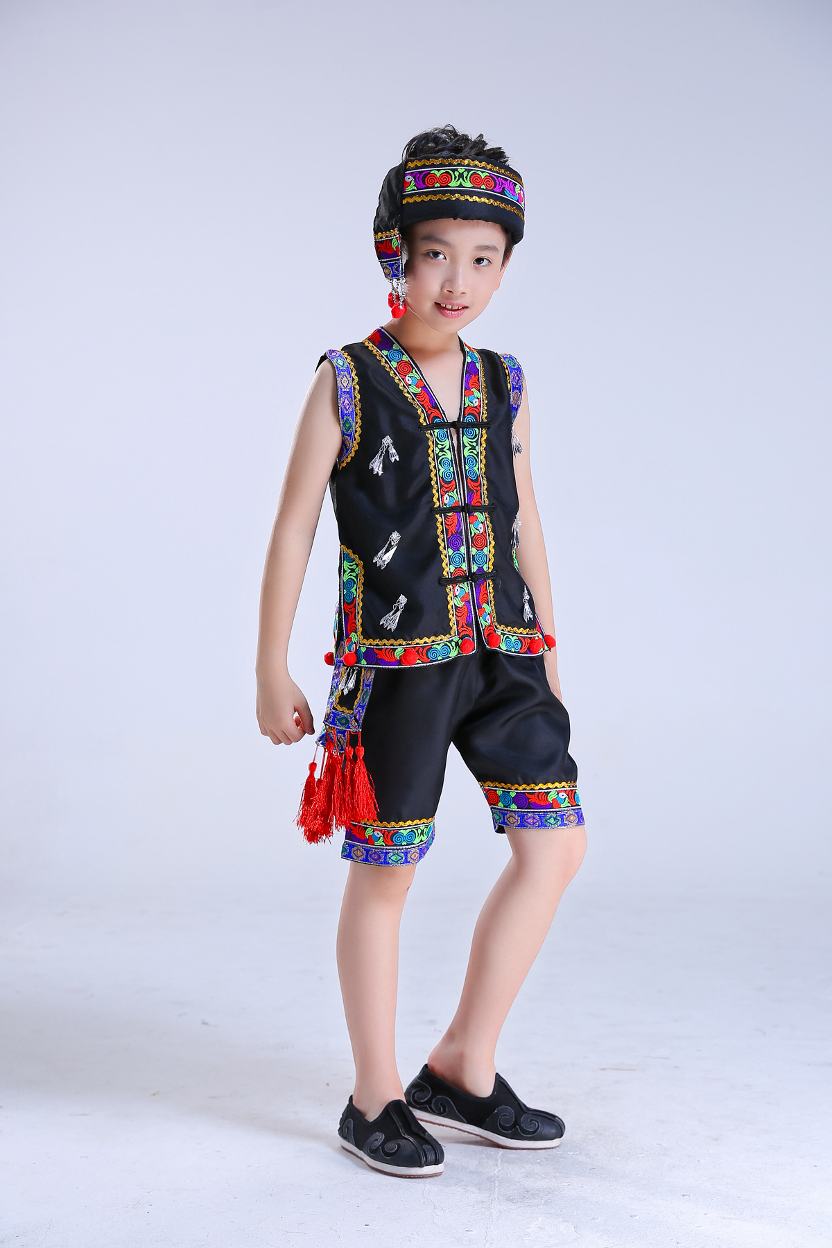 儿童苗族演出服装男童少数民族彝族壮族侗湘西瑶族白族女童舞蹈服