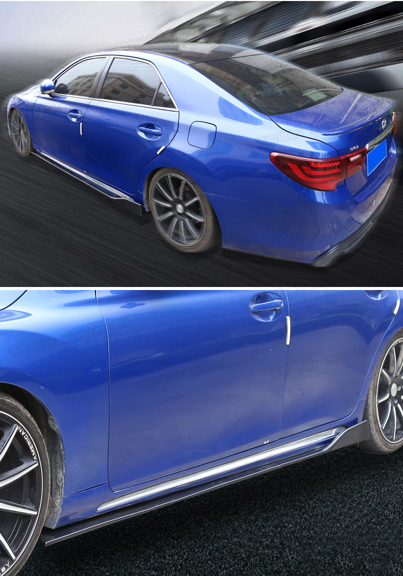 汽车通用侧裙 2米亮黑三段式侧裙汽车通用三段组合侧裙二段式侧裙