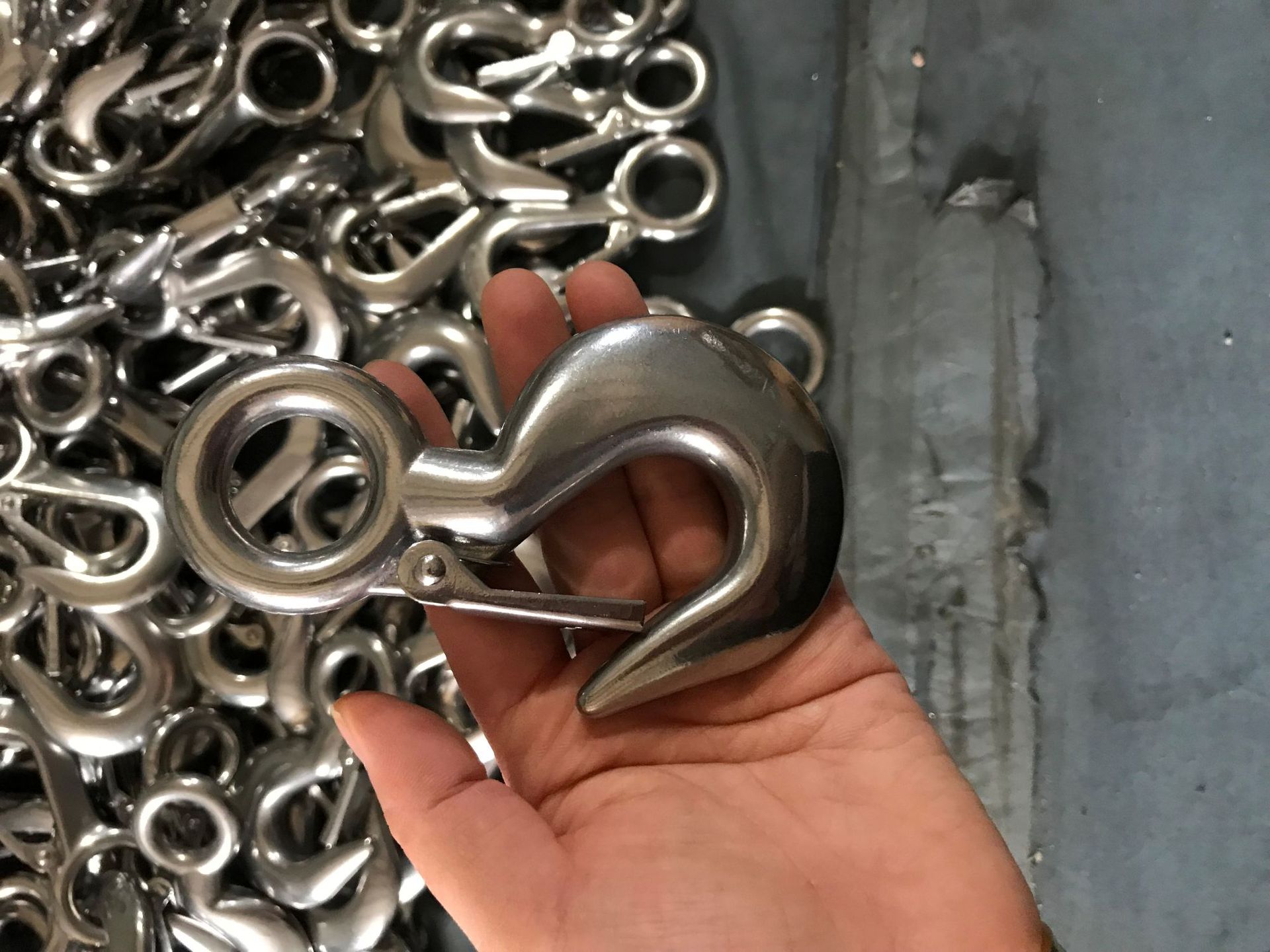 正浩304不锈钢美式货钩 羊角起重钩子 葫芦吊钩 大眼抓钩拖车钩