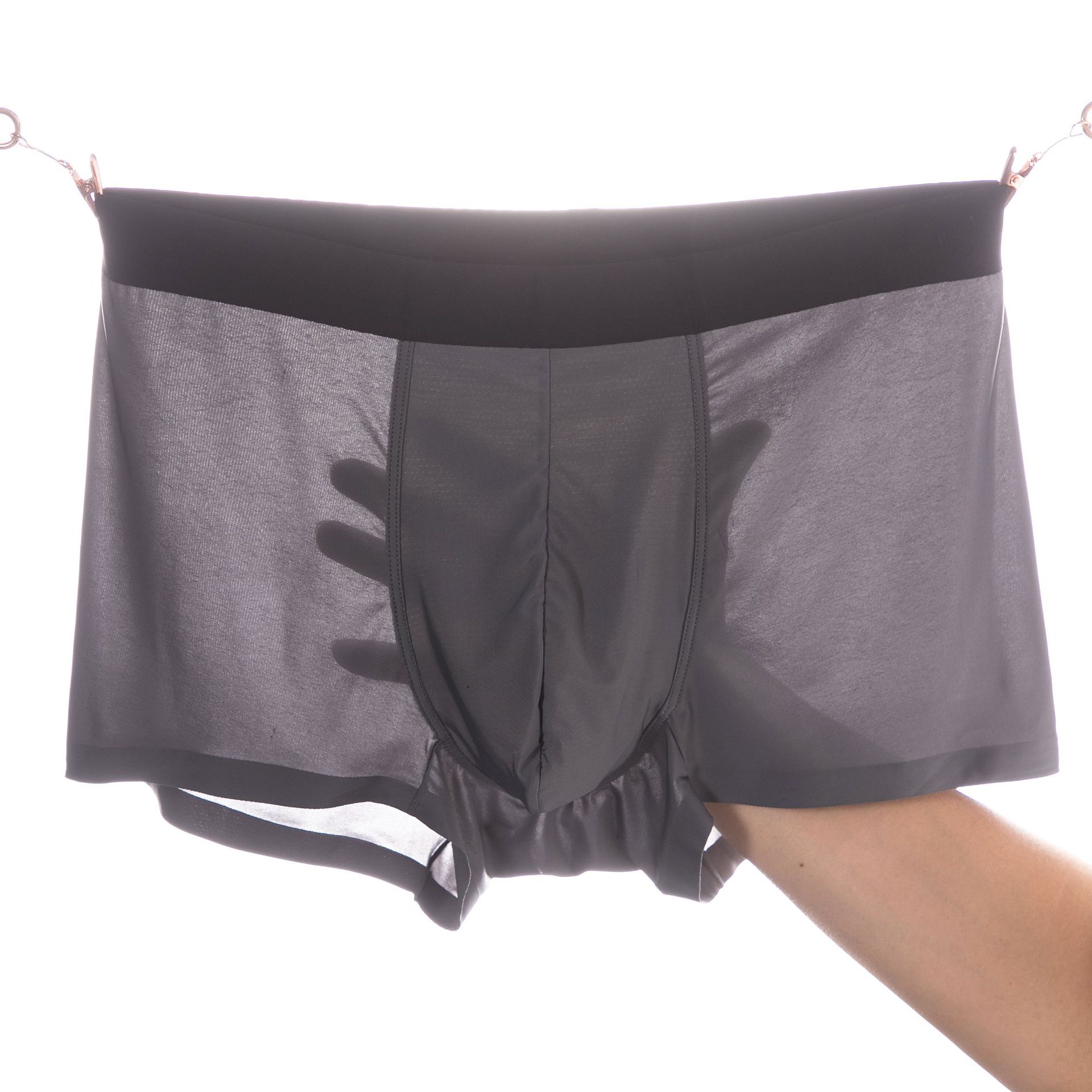 男士冰丝内裤 夏季新款飘飞性感男士内裤 透明内裤男士无痕平角裤