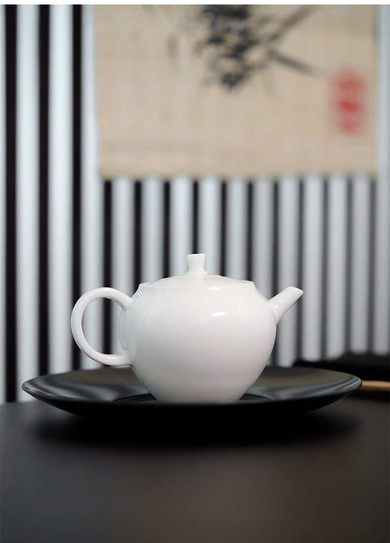 德化羊脂玉高岭土白瓷小茶壶带过滤陶瓷单壶简约白瓷壶logo定制