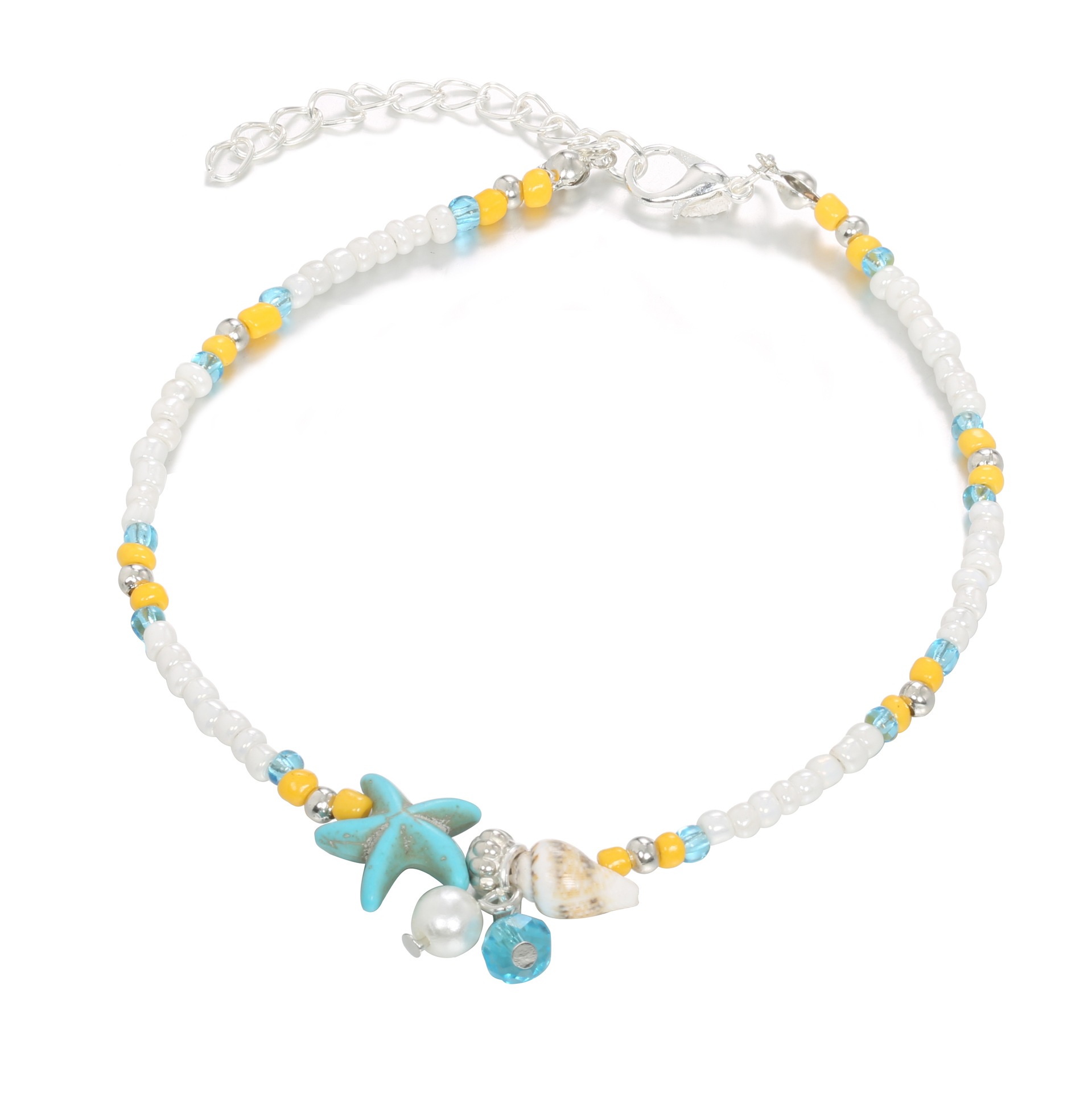 Cross-Border Jewelry Conch Starfish Beads Anklet Female European and American Foot Fashion Trendy Jewelry New Wholesale