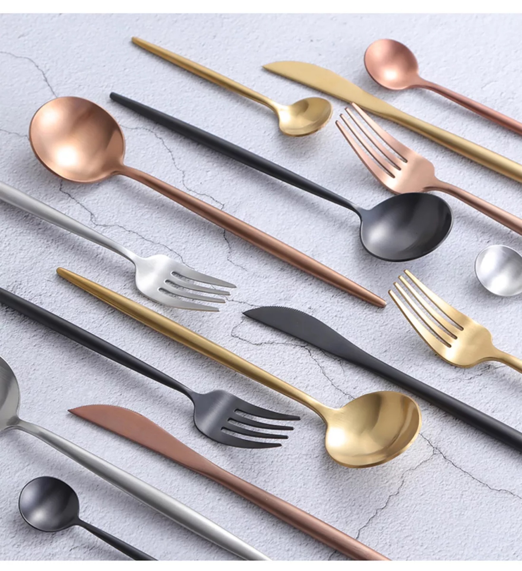 宏宣葡萄牙尖尾不锈钢餐具安妮西餐刀叉勺镀金玫瑰金送礼餐具套装