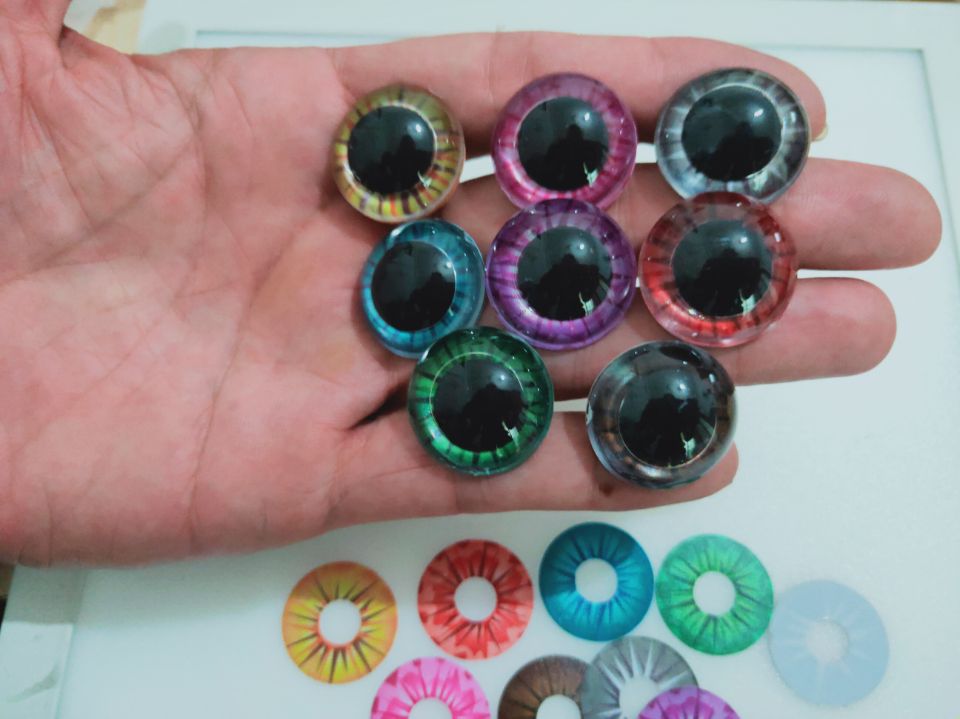 毛绒玩具挂饰手工水晶眼玩具配件猫眼动物太阳卡通眼睛10个一包