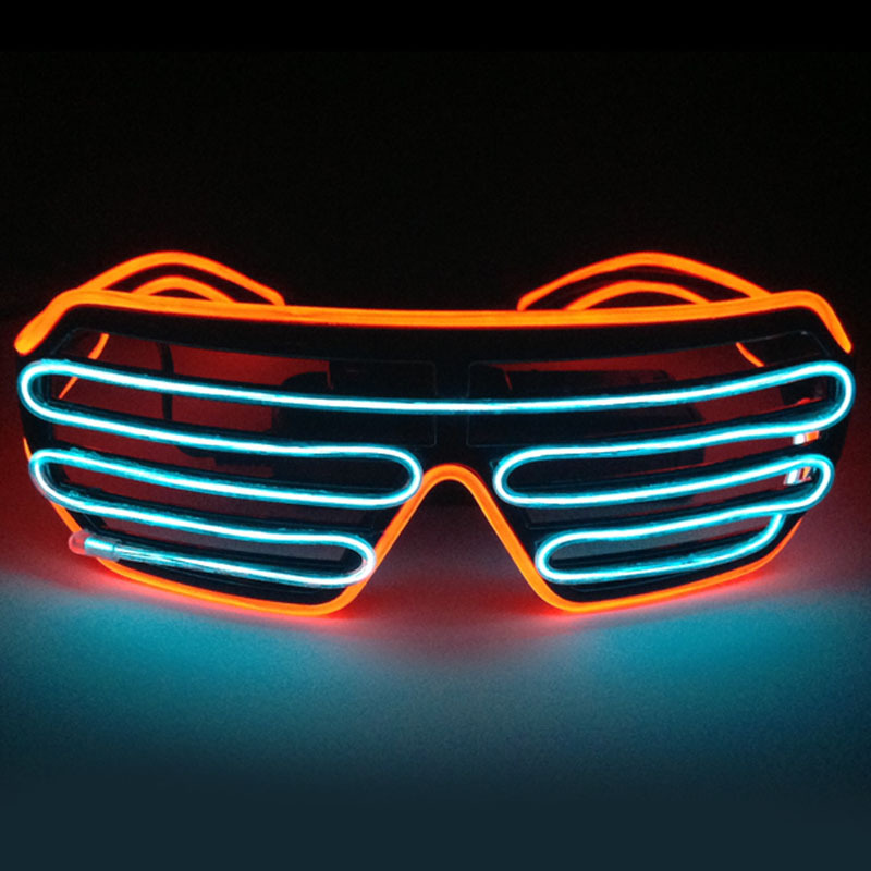 一次性led发光眼镜抖音款百叶窗七彩闪光眼镜舞会派对表演led眼镜
