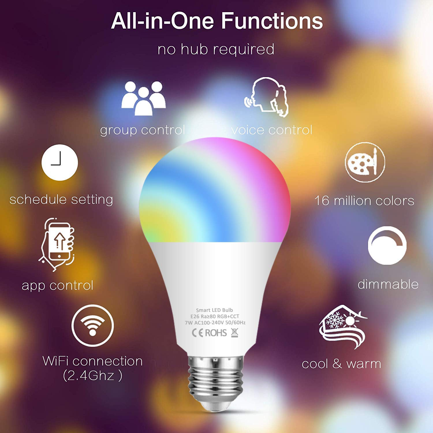 智能灯泡_wifi灯泡调光智能灯天猫精灵智能亚马逊语音球泡 - 阿里巴巴