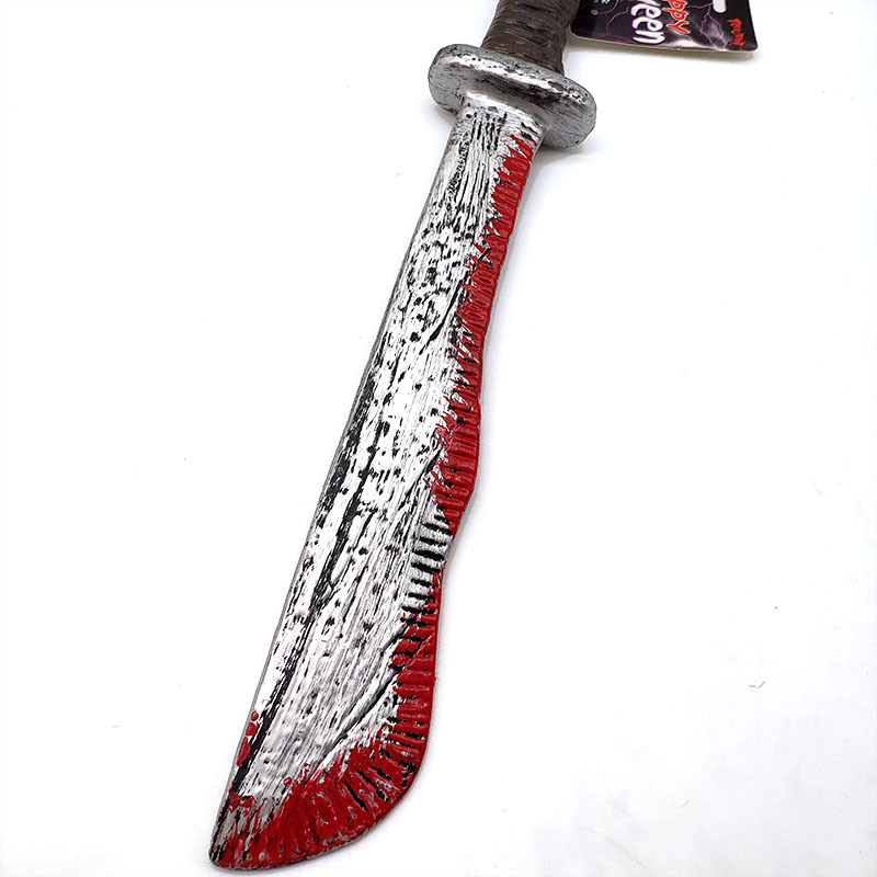 万圣节化妆舞会游戏表演用品整人恐怖塑料玩具带血刀外贸