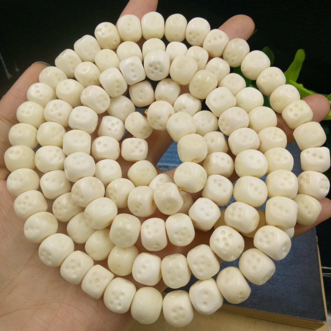 天然鹿骨桶珠骰子型 鹿骨108颗佛手串 鹿腿骨念珠手链 文玩骨头