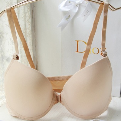 c杯大罩杯黑舒适露背款白色前开扣美背薄款内衣聚拢文胸光面胖mm