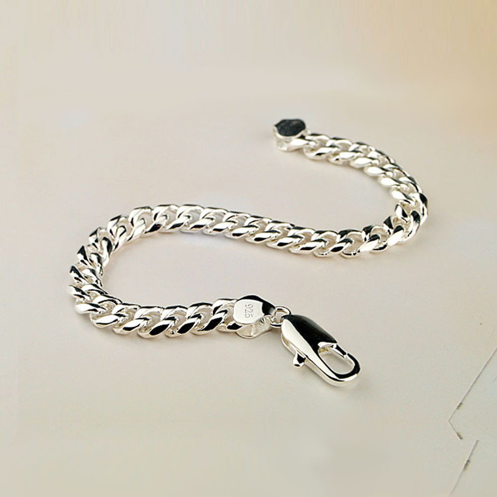 跨境一件代发8mm男士马鞭链手链时尚经典镀厚白金潮男银首饰直销