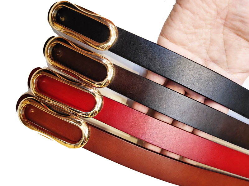 真皮腰带女时尚头层牛皮裤带休闲平滑扣装饰简约百搭2019新款皮带