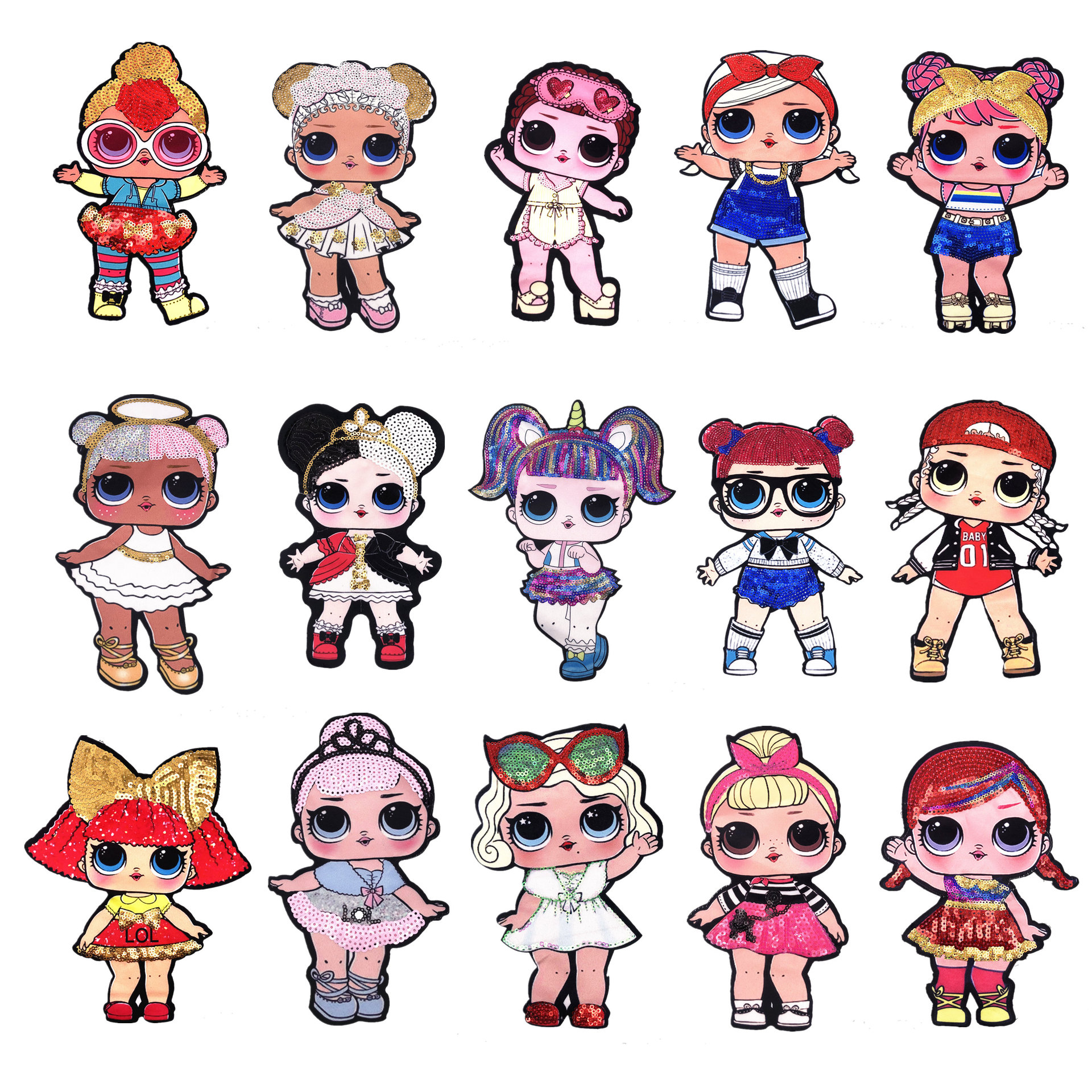 可爱lol娃娃小女孩印花亮片刺绣布贴 服装t恤辅料童装配饰补丁贴