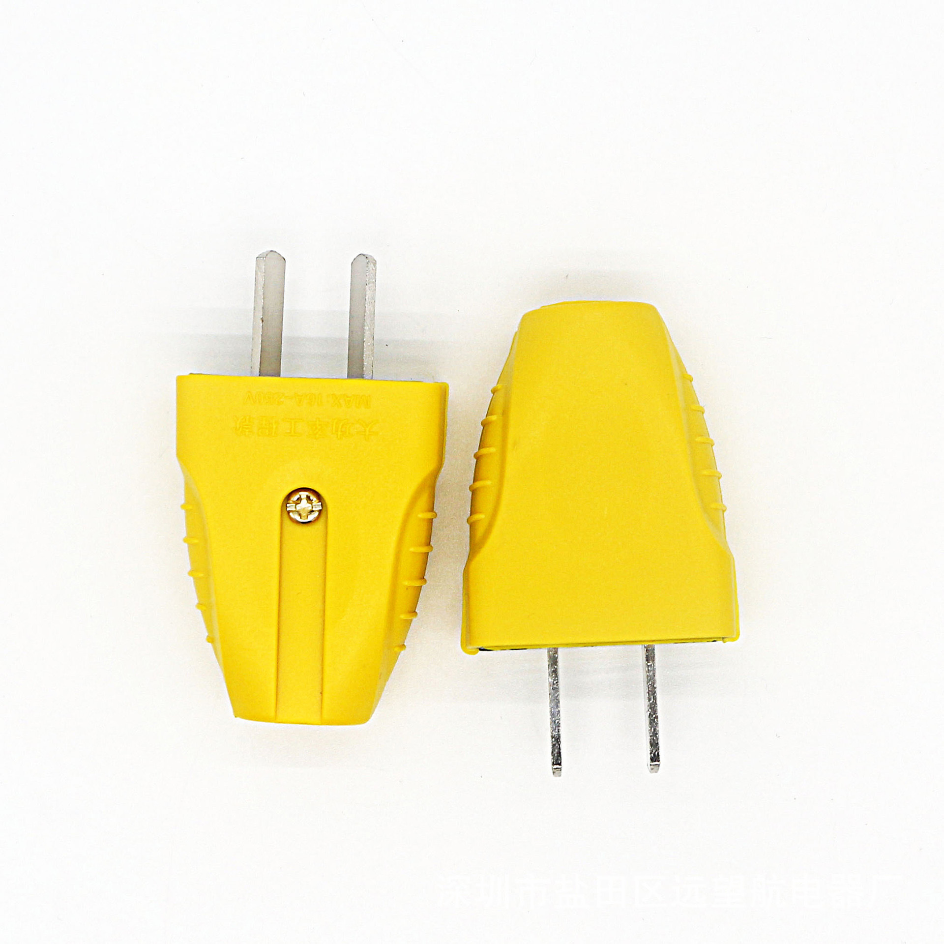 厂家黄色两极转动插头 电源两极插头 带内胆阻燃二插头 a21转