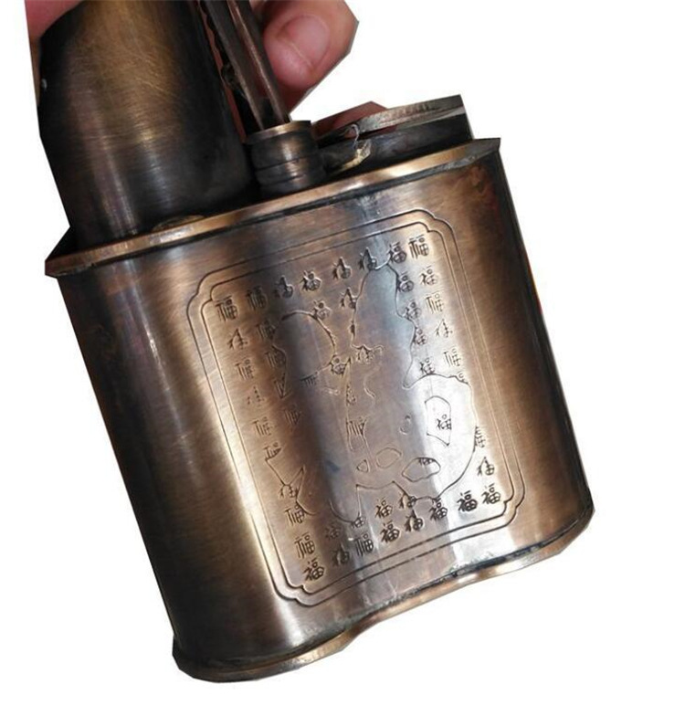 厂家批发古玩铜器玉器工艺品 水烟壶白鹿原同款仿古做旧黄铜烟壶