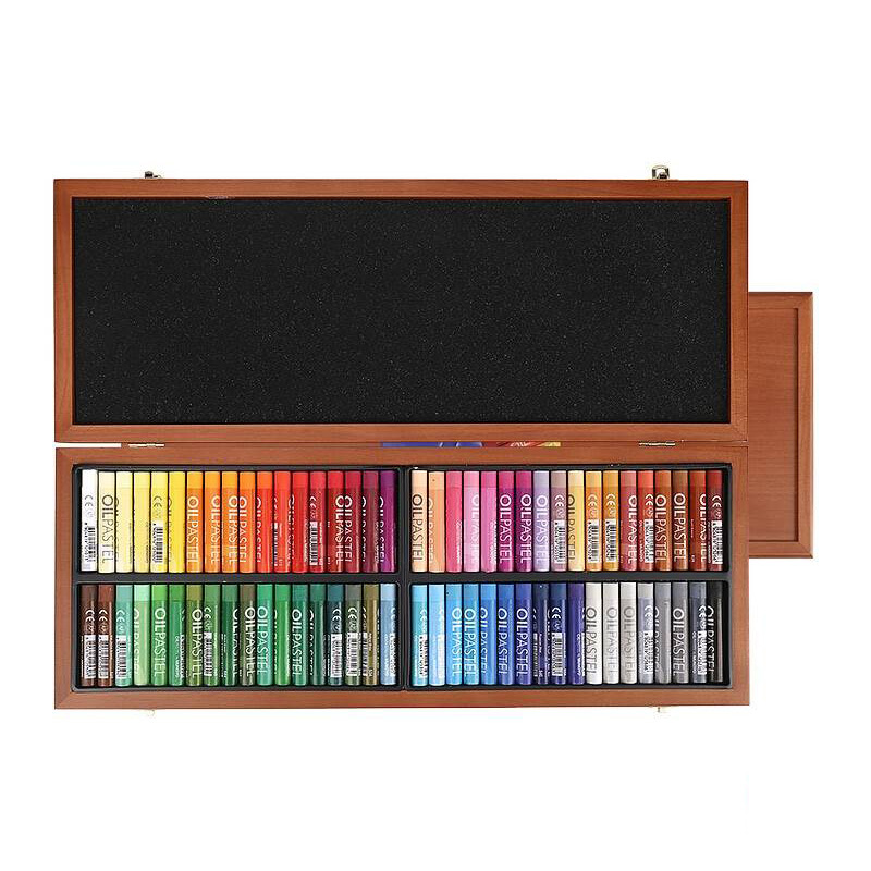 韩国盟友72色油画棒木盒装儿童绘画彩笔宝宝蜡笔彩绘棒画笔