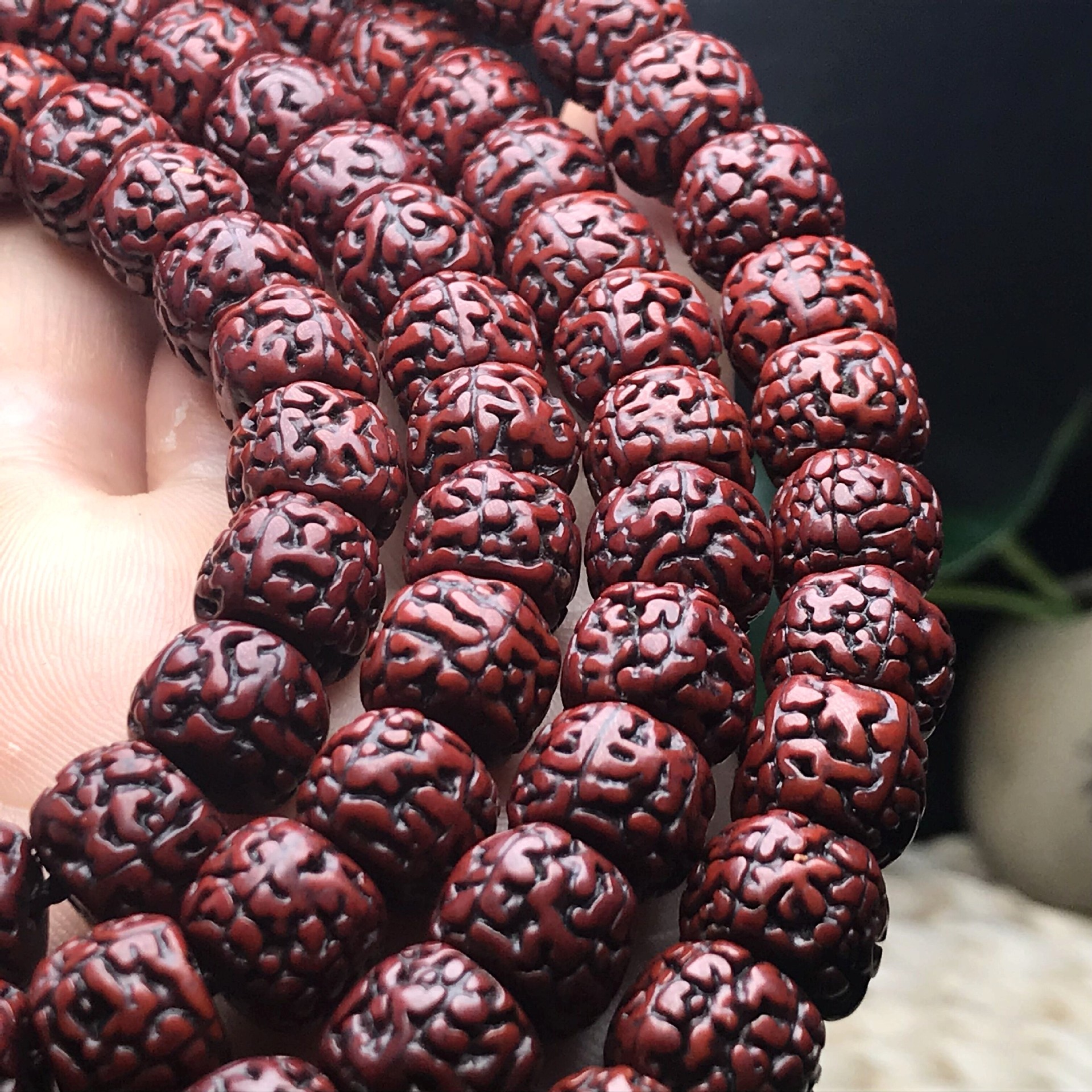 复古做旧五5瓣玄武纹小金刚菩提子 108颗藏式金刚菩提手链