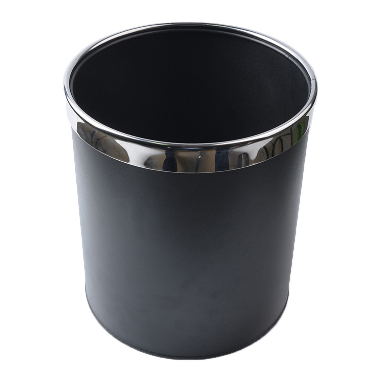 Stainless Steel Trash Can Hotel Guest Room Bucket Single Double Rounds Ferrule Household Sanitary Bucket Black Silver