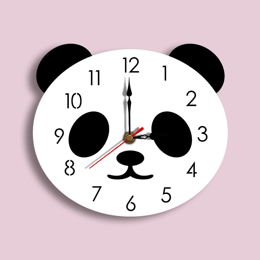 Factory Direct Sales Modern Creative Cartoon Wall Clock Acrylic Clock National Treasure Panda Cute Simple Home Wall Clock