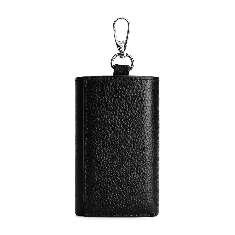 Korean Style Key Case Men's and Women's Multi-Functional Three-Fold Wallet First Layer Cowhide Keychain Bag Fashion Trendy Coin Purse with Card Slot