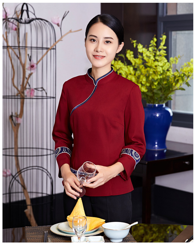 龙丽儿服务员工作服长袖酒店中式茶餐厅餐饮服装火锅店饭店秋冬女