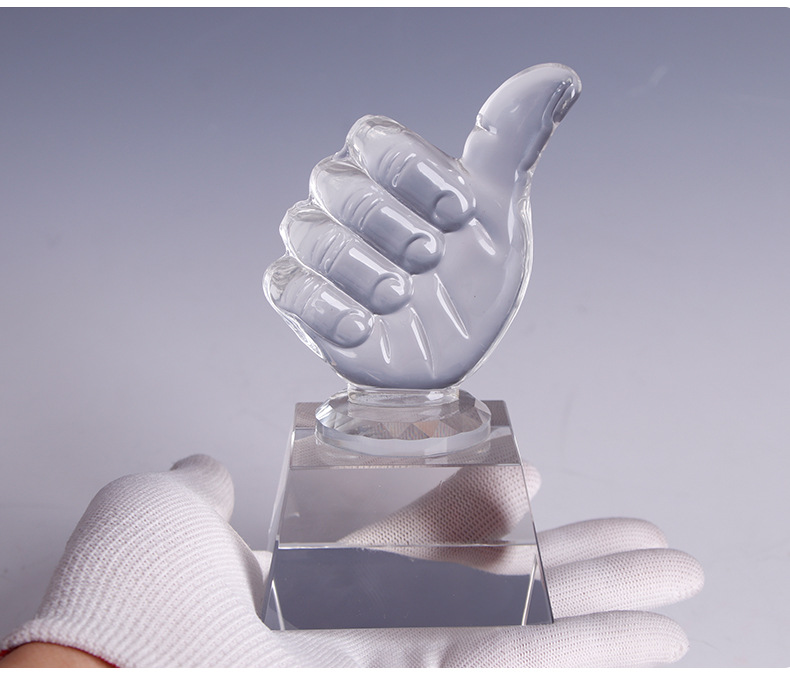 浦江大拇指水晶奖杯现货定制水晶雕刻奖牌现代简约透明k9奖杯批发