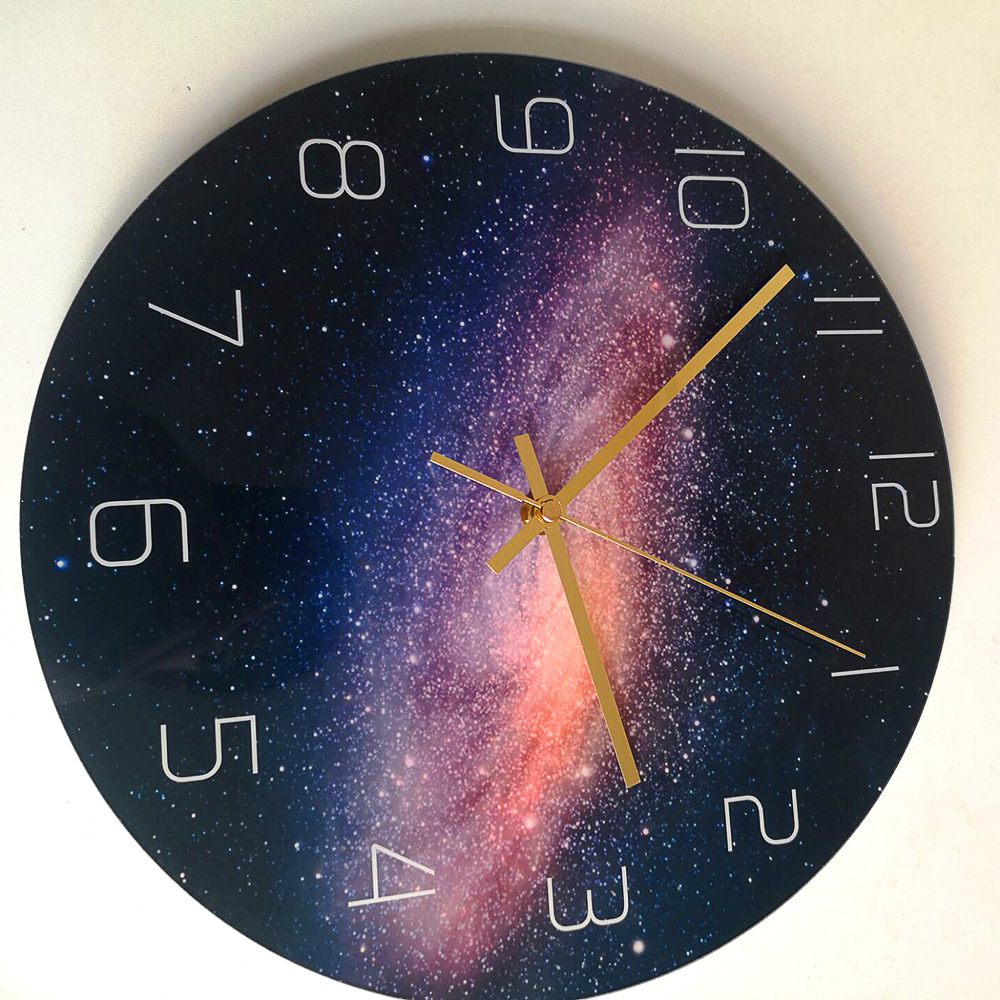 浩瀚宇宙星空挂钟亚克力材质静音机芯卧室客厅装饰时钟时空银河