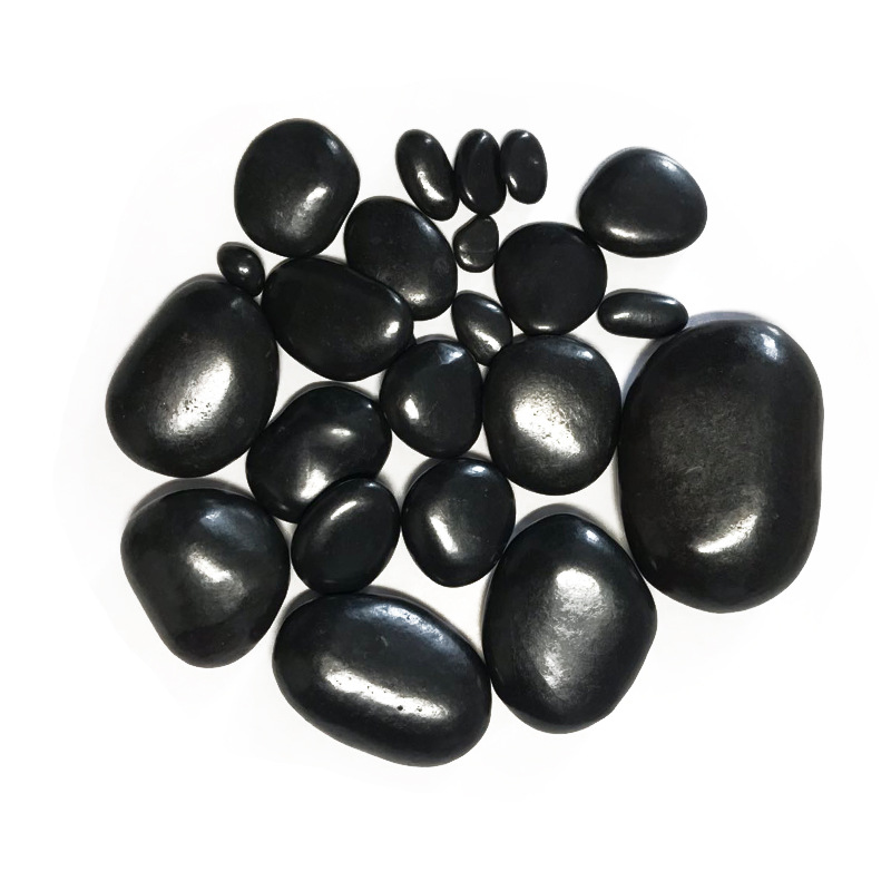 鹅卵石雨花石黑色鹅卵石园林石景观石铺路石黑色毛石黑色抛光石