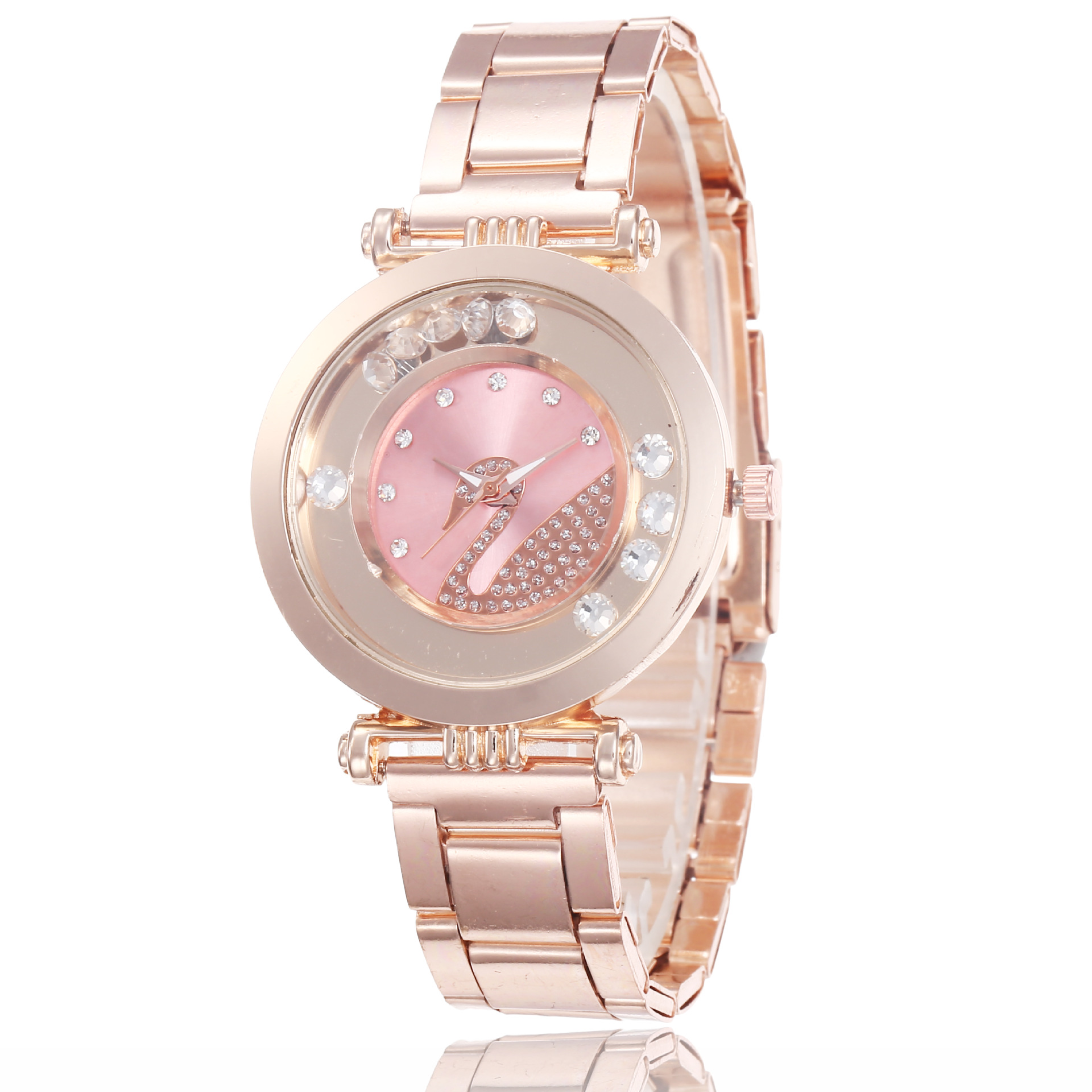 爆款天鹅手表女外贸热销奢华活动流珠学生手表时尚潮流微商礼品表