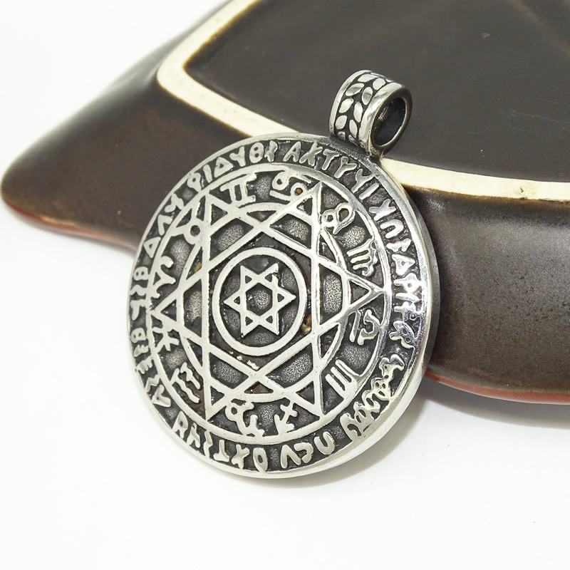 欧美仿旧不锈钢六芒星项链 十二星座封印六芒星