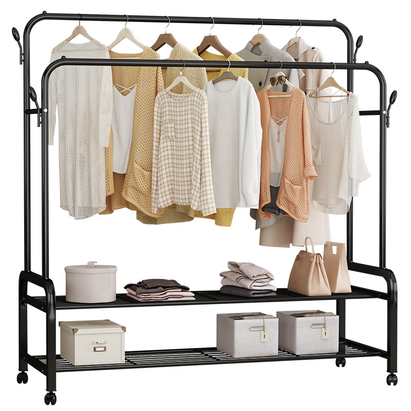 晾阳台落地衣架凉衣杆简易内挂阳台卧室大单杆式家用晒单杆式架子